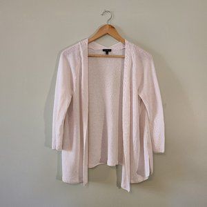Talbots Open Front White Linen Cardigan Sweater